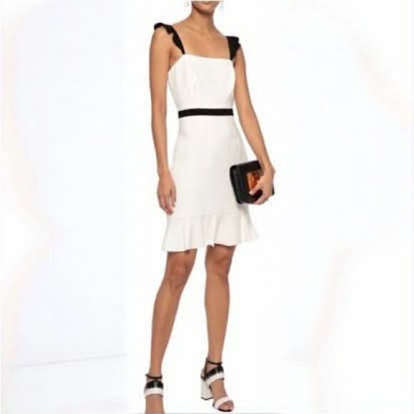 NWT Rachel‎ Zoe Michele dress white and black size 2 women's with ruffle detail - Picture 1 of 13